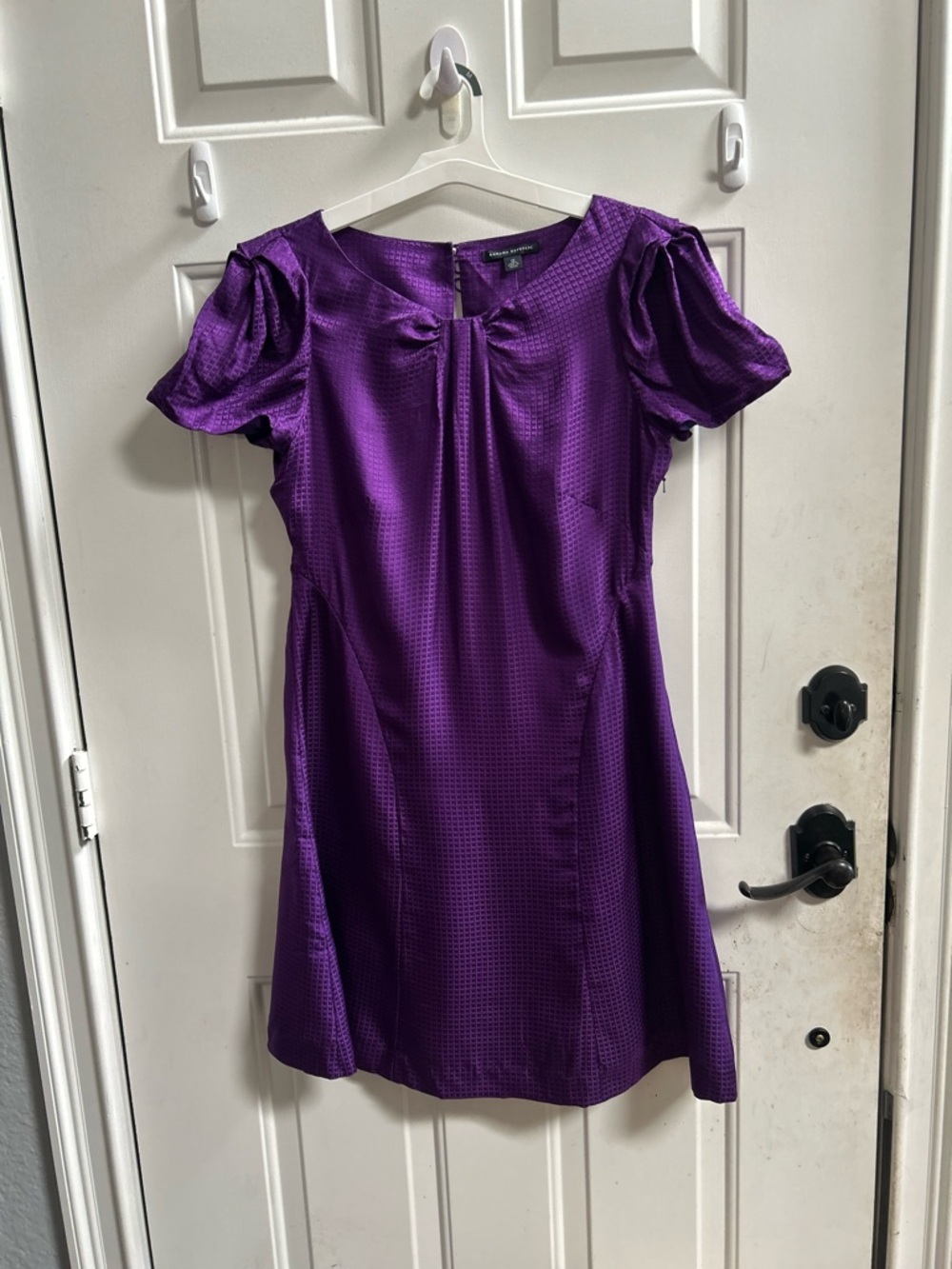Banana Republic Purple Silk Short Sleeve A line  Dress Sz 12